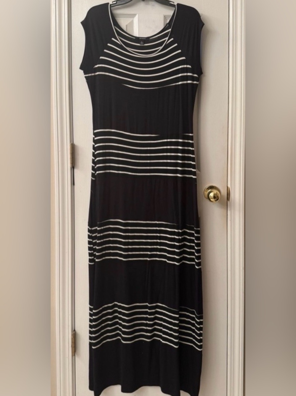 Expresso Women’s Black White Short Sleeve Sheath Maxi Dress XL